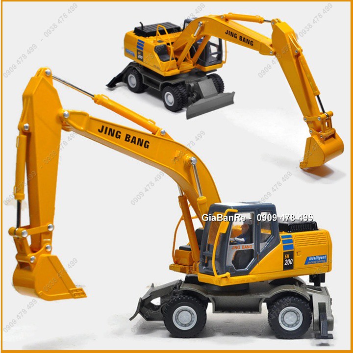 Mô Hình Kim Loại Xe Xúc Múc Đào Công Trình Bánh Hơi Tỉ Lệ 1:50 - Jingbang - 9951.2