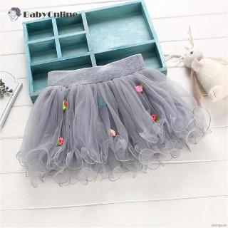 Kids Girls Tutu Skirt Flower Party Ball Gown Princess Lace Children Mini Skirt 1-4Y