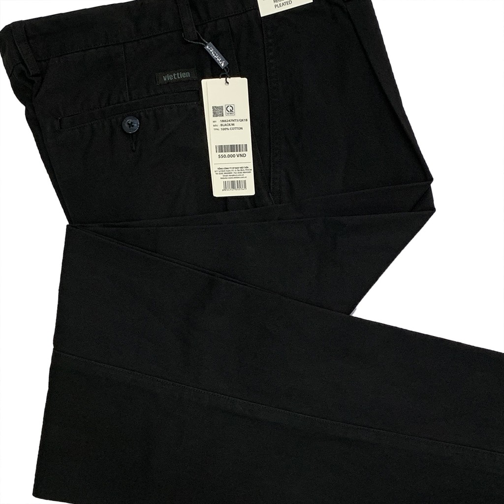 Viettien - Quần kaki có 1ly màu đen regular 6247
