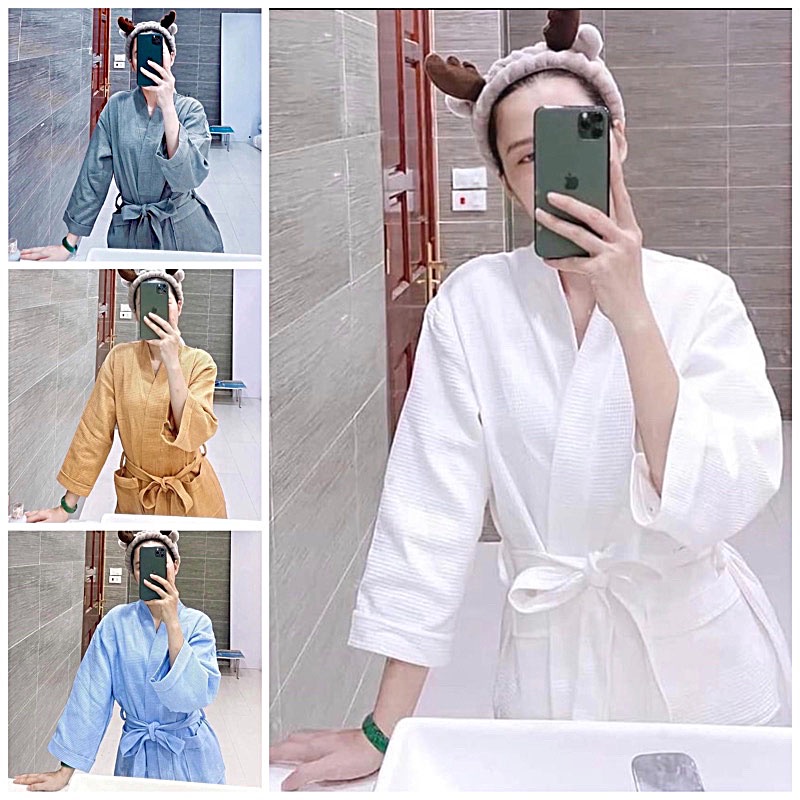 Áo Choàng Tắm Cao Cấp Hanoitex 100% Cotton Thêu Logo Theo Yêu Cầu