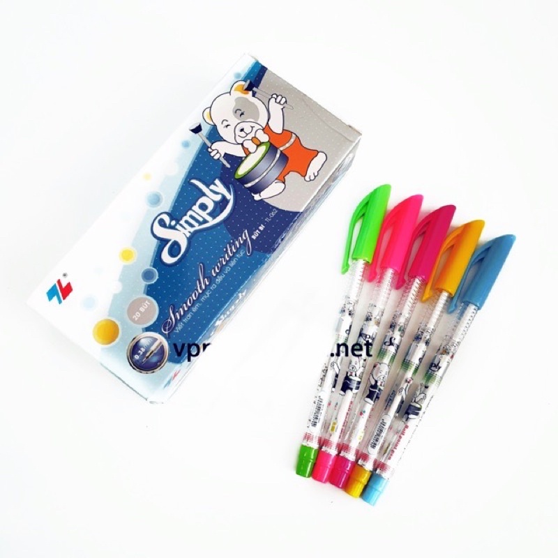 Bút bi đi nét Thiên Long TL-062 ngòi 0.38mm - 1 cây I Bút bi thân nhiều màu mực xanh/đen TL062