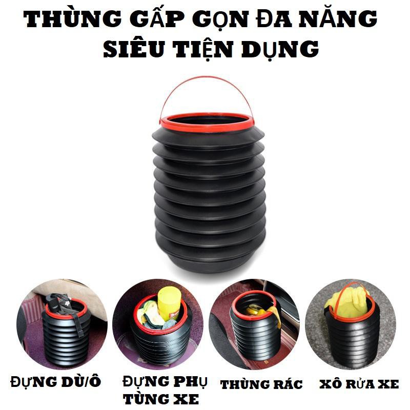 Thùng Nhựa Đựng Đồ Gấp Gọn 4L Có Nắp Đậy Và Quai Xách Tiện Dụng Khi Đi Dã Ngoại, Câu Cá, Rửa Xe