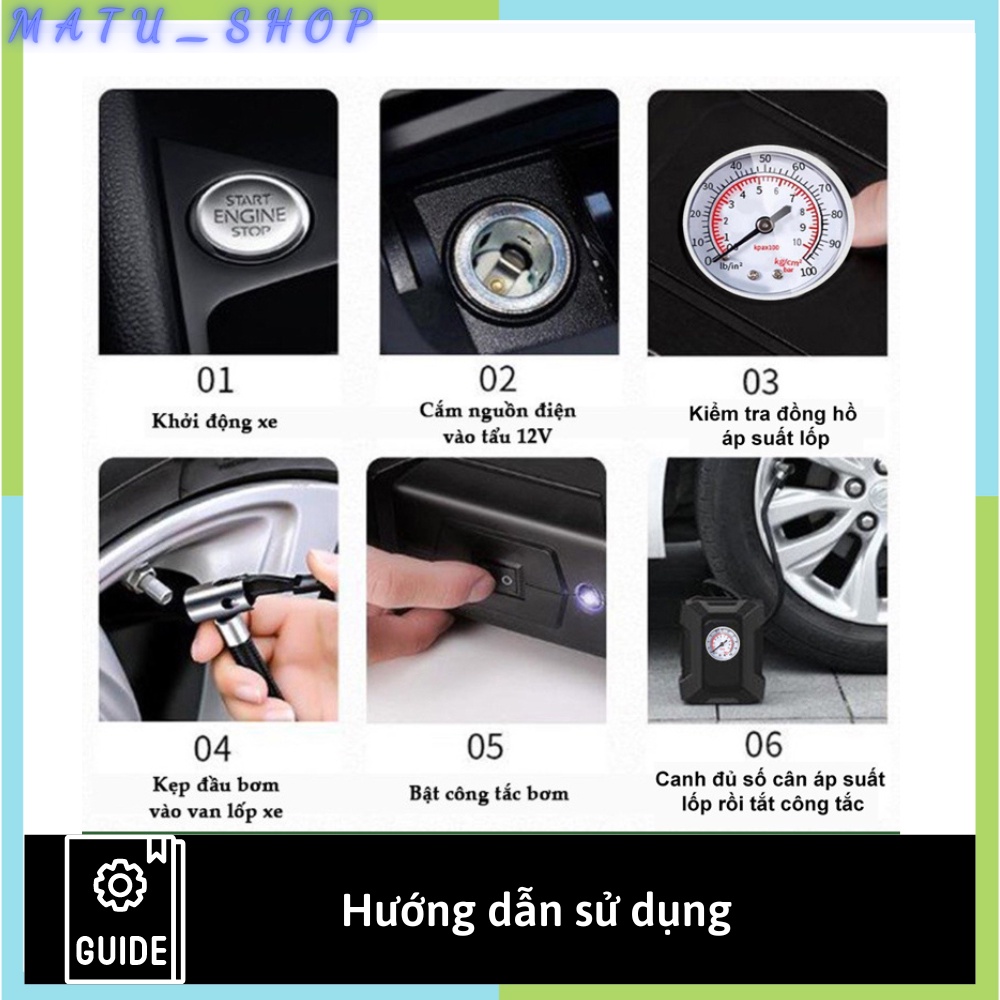 Bơm lốp ô tô, xe hơi mini 12V chế độ tự động