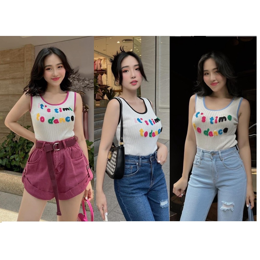 Áo len ba lỗ chữ xù năng động