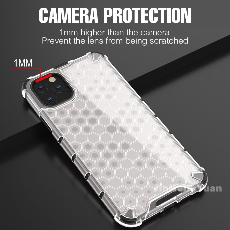 Ốp Điện Thoại TPU PC Trong Suốt Chống Sốc Họa Tiết Tổ Ong Cho IPhone 14 13 12 11 Pro Max X XS XSMax 7 8 plus 13mini 12mini