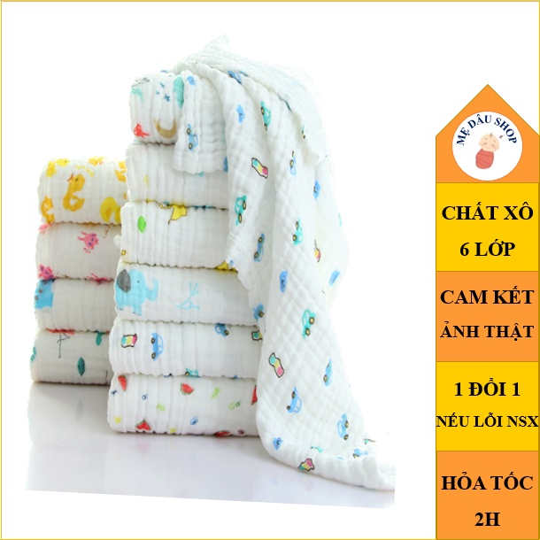 Khăn tắm xô cotton 6 lớp cho bé - [Túi zip xịn xò - kích thước 110cm x 100cm] - Khăn xô xuất nhật siêu mềm
