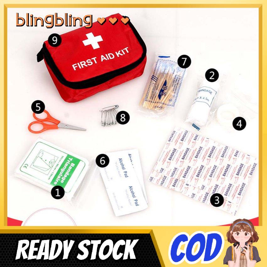 9pcs/set Emergency First Aid Item Kit Outdoor Tourism Family Emergency Device