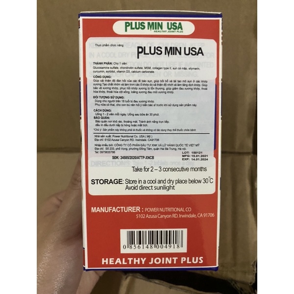 Viên xương khớp PLUS MIN USA 60 viên