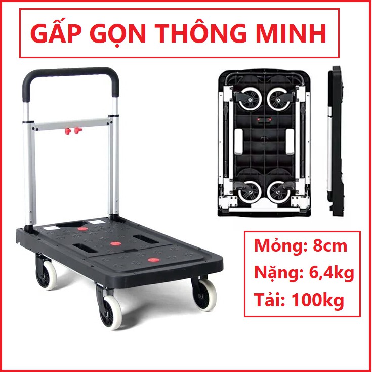 Xe Đẩy Hàng Gấp Gọn, Xe Đẩy Hàng 100kg Maxkiwi- Bỏ Cốp ÔTô Mang Đi Dễ Dàng