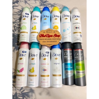 Xịt Khử Mùi Dove, Xịt Body Dove hương thơm mát 150ml Hàng Chính Hãng
