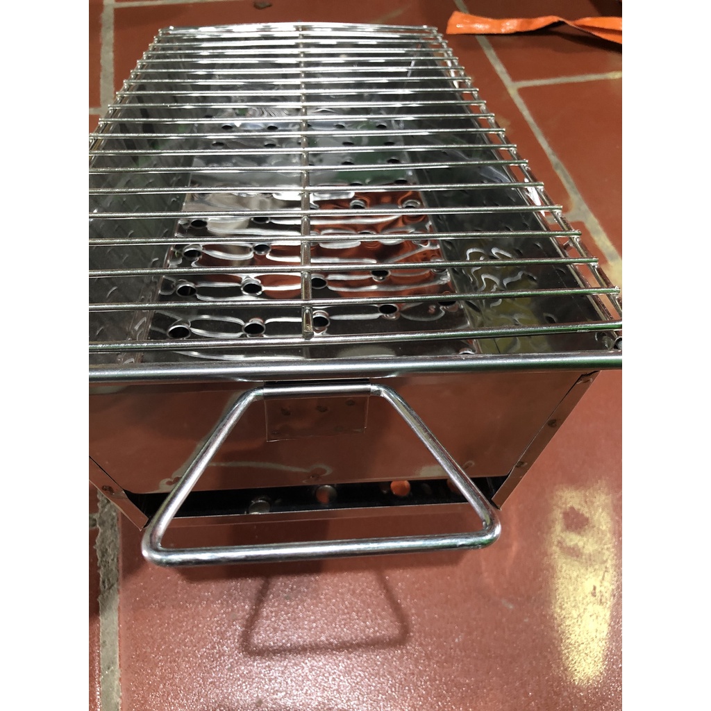 Bếp nướng than hoa TopV VCM lò nướng than inox đứng gấp gọn dã ngoại BBQ ngoài trời quay thịt bếp than củi không khói