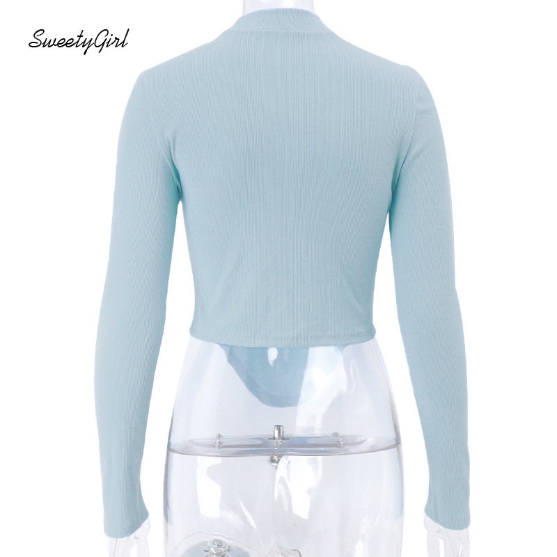 Áo Thun Tay Dài Cổ Lọ Dáng Ôm Màu Trơn Khoét Lỗ Thời Trang 2022 Cho Nữ