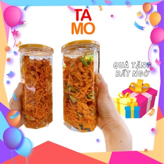 Khô gà lá chanh , khô gà bơ tỏi cay xé sợi hộp 300g, đồ ăn vặt sài gòn thơm ngon TAMO