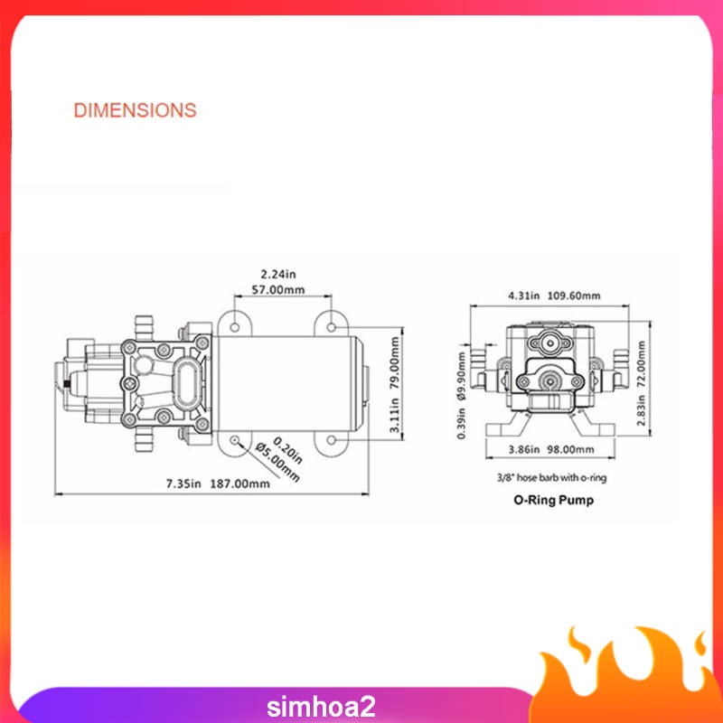 Máy bơm áp suất nước 12v 4.3L/min 1.2GPM 35 PSI | BigBuy360 - bigbuy360.vn