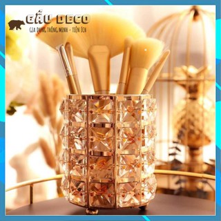 Cốc Pha Lê - Ống - Lọ Đựng Cọ Trang Điểm - Bút Chì Đồ Văn Phòng Để Bàn Đính Đá Sang Chảnh