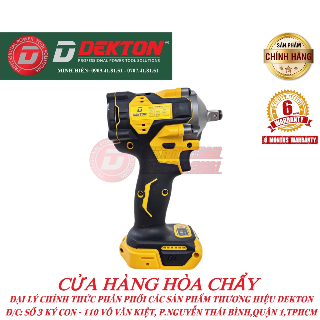 Máy Siết Bulong Dekton 380N.m / DW20-IW380NCP / Chân Pin Phổ Thông Dewalt / Dòng Compact Wrench - Thân Nhỏ Gọn