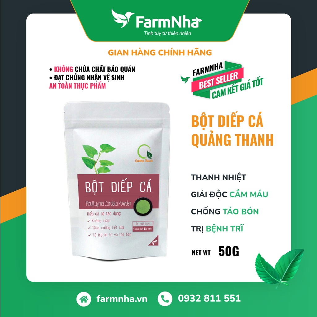 Bột Diếp Cá Tươi Sấy Lạnh Quảng Thanh 100% Organic Hàng Chính Hãng - Thanh Lọc Và Làm Đẹp Da, Detox [Farm Nhà Việt]