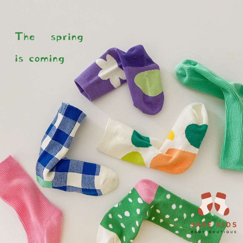 Set 3 đôi tất vớ - Tất cao cổ cotton thoáng khí nhiều màu đáng yêu form dáng basic đủ size cho bé từ 1-8 tuổi S3TB