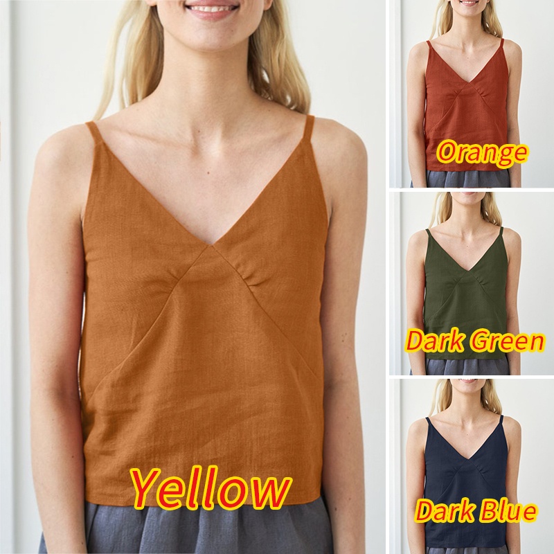 Áo hai dây ZANZEA cổ chữ V màu trơn phong cách thời trang nữ tính