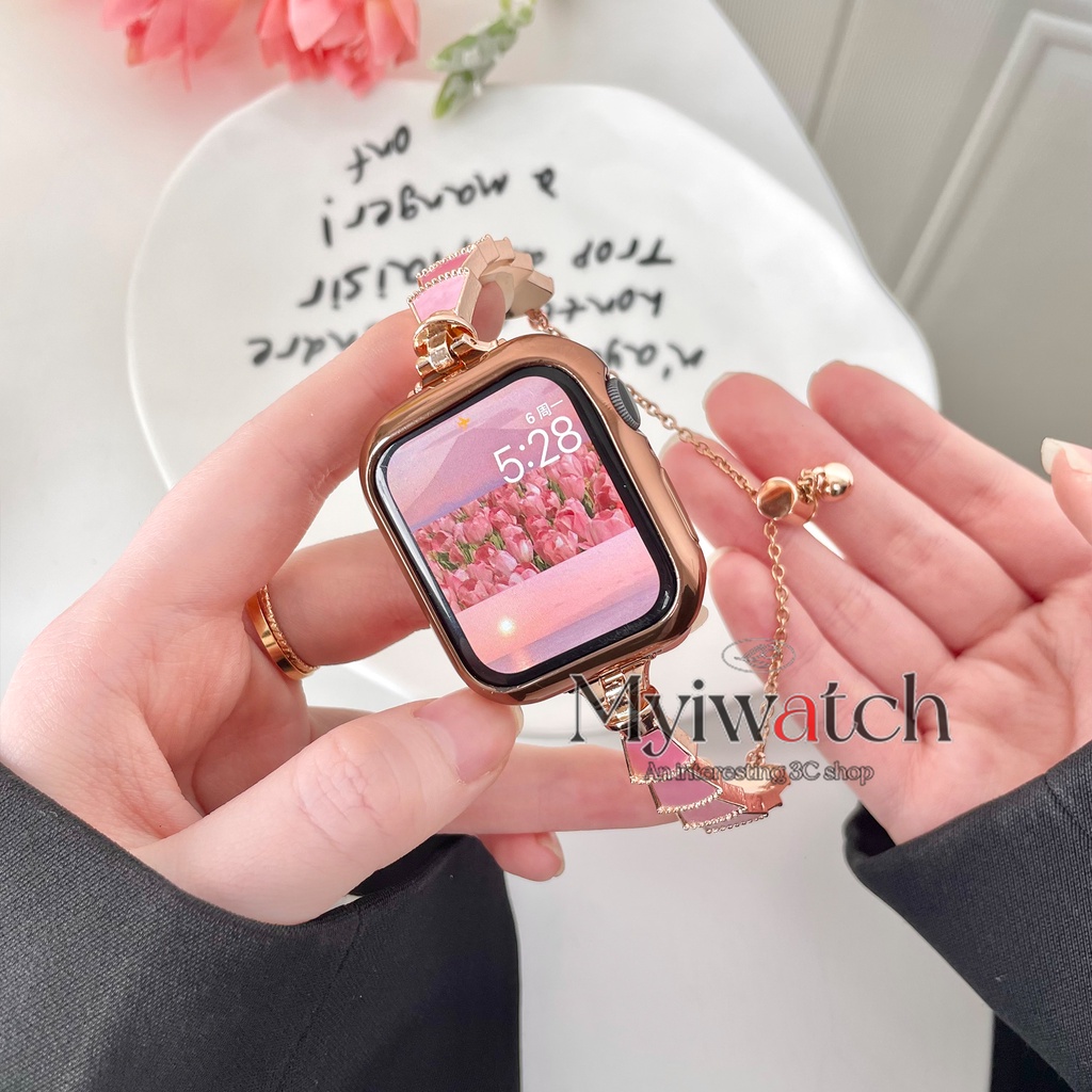 Dây Xích Kim Loại Đeo Tay Có Thể Điều Chỉnh Cho Apple watch serise 7 6 5 4 SE 3 2 1 45mm 41mm 40mm 44mm 42mm 38mm