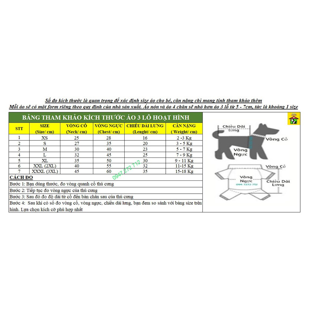 🍎 Quần Áo Chó Mèo Thú Cưng Hoạt Hình Áo 3 Lỗ Xuân Hè