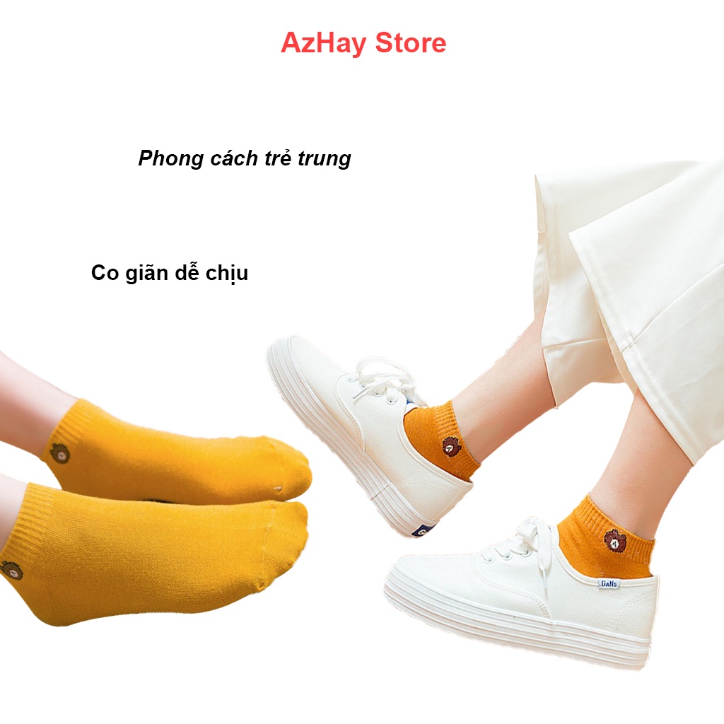 Tất gấu, tất gấu nữ set 10 đôi đẹp nhiều màu họa tiết dễ thương_Azhaystore