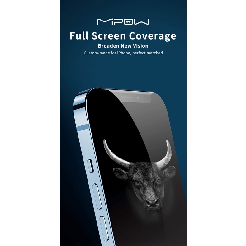 Kính Cường Lực / Chống Vân Tay / Chống Nhìn Trộm Mipow Kingbull Premium HD Cho iPhone 14 / 13 Pro Max / 13 Pro / 13