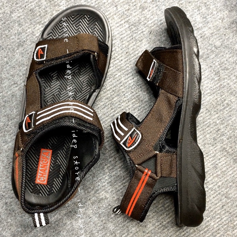 Giày sandal unisex 2 quai Nâu GL035 - Xăng đan quai dù nam đế đúc PU siêu bền SH10 IDEP