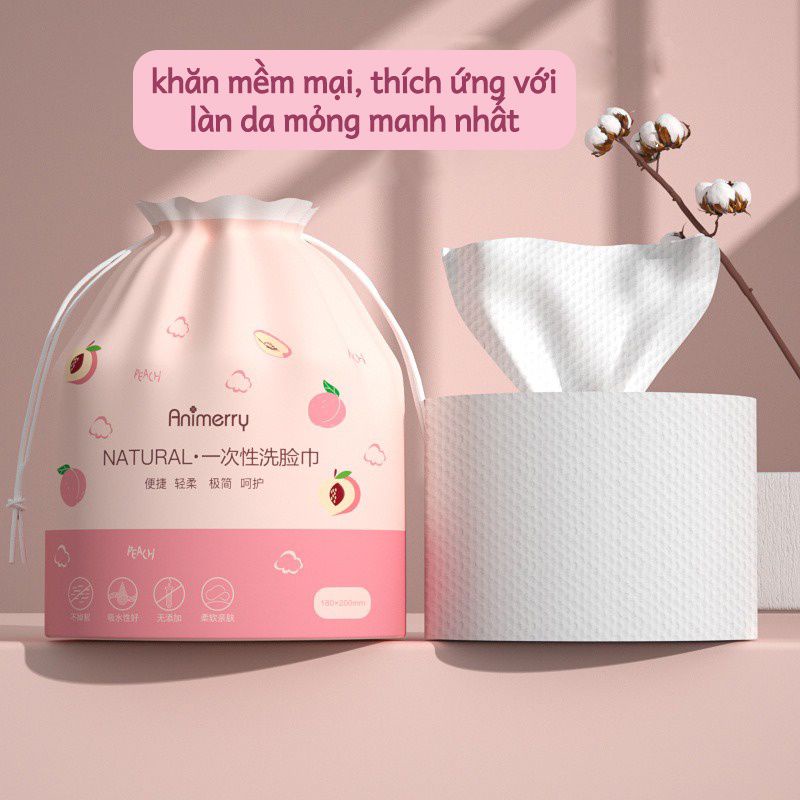 Khăn mặt khô dùng 1 lần Animerry có thể tái sử dụng, giấy lau mặt cotton siêu mềm - Mian mart