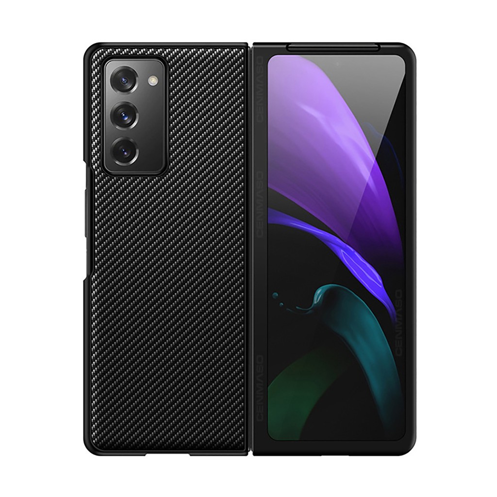 Ốp điện thoại da sợi carbon bảo vệ chống rơi cho Samsung Galaxy Z Fold 2 5G