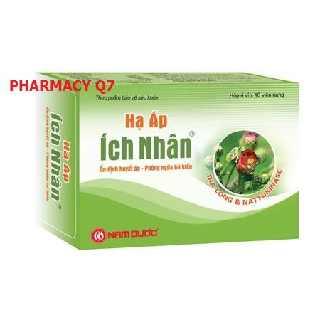 Hạ áp ích nhân - Hỗ trợ giảm huyết áp, ngừa tai biến từ địa long, HA AP NAM DUOC HA AP ICH NHAN hộp 40 viên