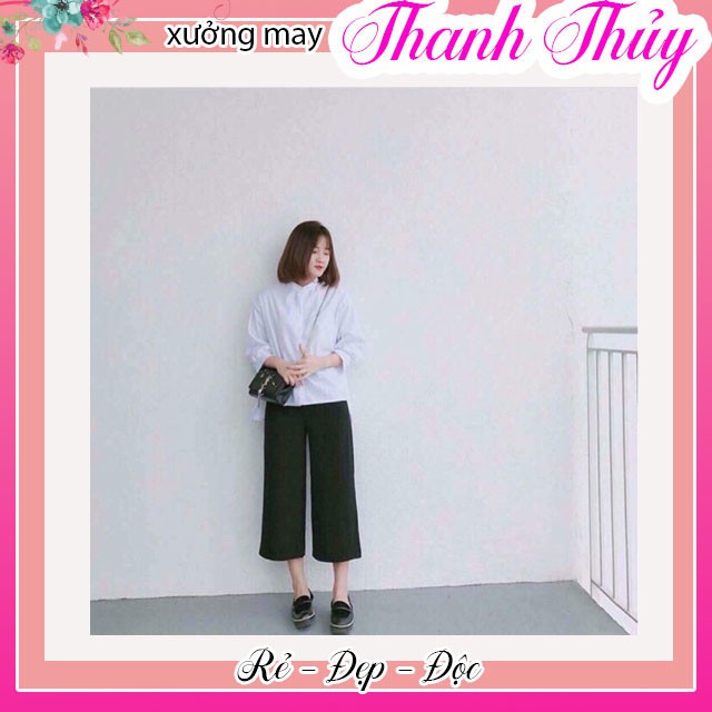 Quần ống rộng lửng chất đũi lưng thun loại đẹp Q012