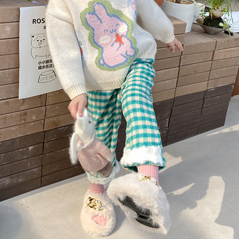 Quần Dài Họa Tiết Sọc Caro Phong Cách Hàn Quốc Thời Trang Thu Đông Cho Bé Gái