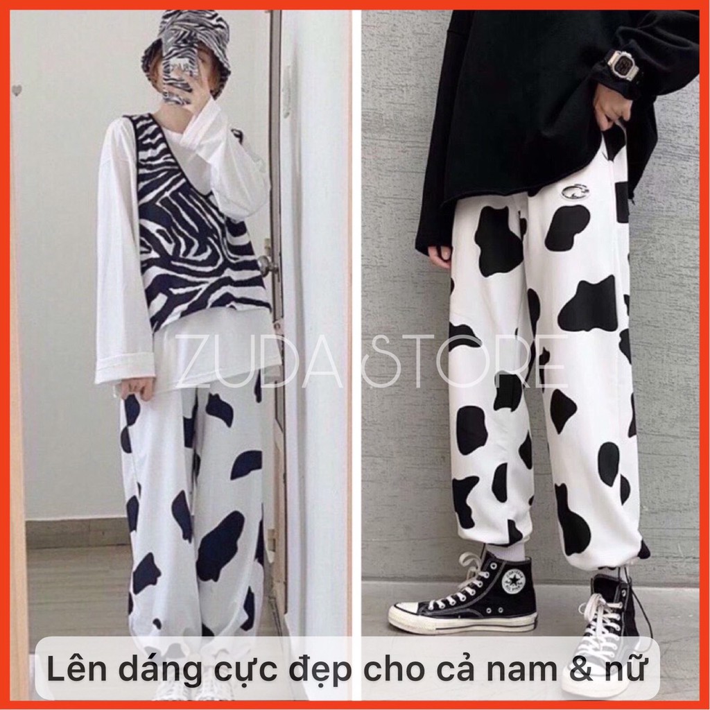 Quần Bò Sữa Bo Gấu Nam Nữ Unisex🌸Quần Dài Hoạ Tiết Bò Sữa Ulzzang,ZUDA STORE