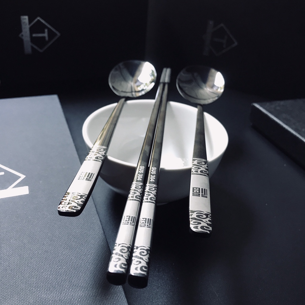 Bộ muỗng đũa mạ Titan inox 304 cao cấp phủ bóng đẳng cấp bữa cơm gia đình