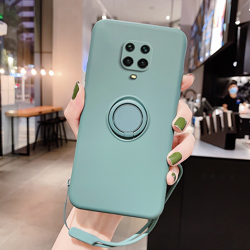 Ốp điện thoại silicon mềm có dây đeo và giá đỡ nhẫn cho Xiaomi Redmi Note 9s Note 9 P
