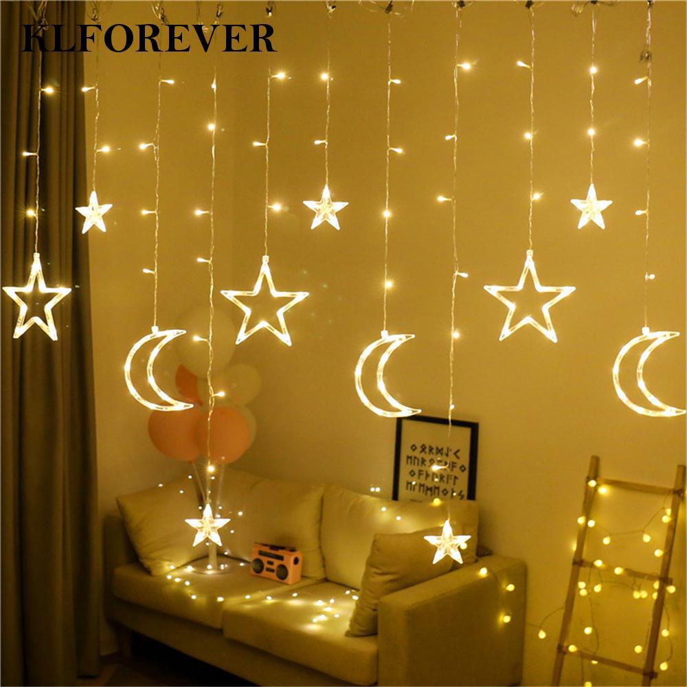 Đèn LED treo cửa sổ hình mặt trăng với ánh sáng trắng ấm