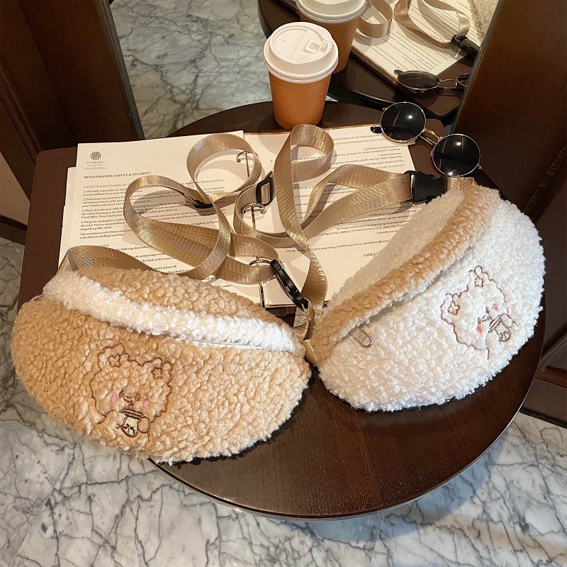 Túi Đeo Chéo Ngực Phối Lông Thời Trang Mùa Đông Cho Nữ