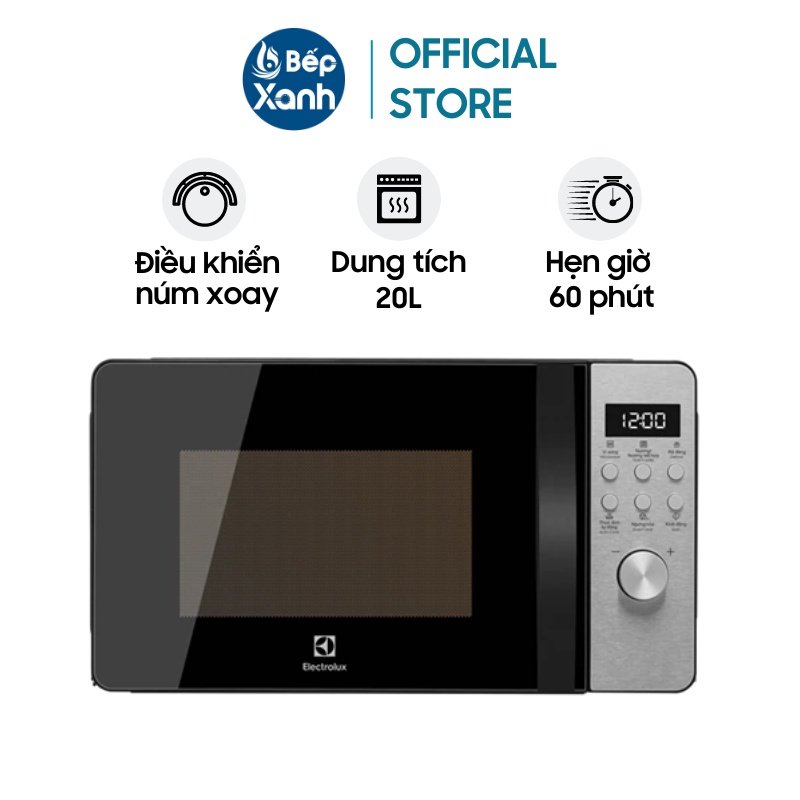 Lò Vi Sóng Electrolux EMM20D38GB 20 lít - Hẹn Giờ 60 Phút - Khoá An Toàn - Hàng Chính Hãng