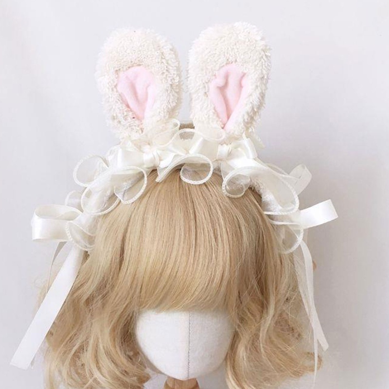 Băng Đô Cài Tóc Hình Thỏ Bông Phong Cách Lolita Đáng Yêu