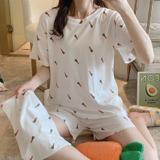 Bộ Đồ Ngủ Nữ Ngắn Tay Kèm Túi Chất Liệu Lụa Sữa Co Dãn 4 chiều Thoáng Mát - Đồ Mặc Nhà Nữ Kiểu Dáng Hàn Quốc
