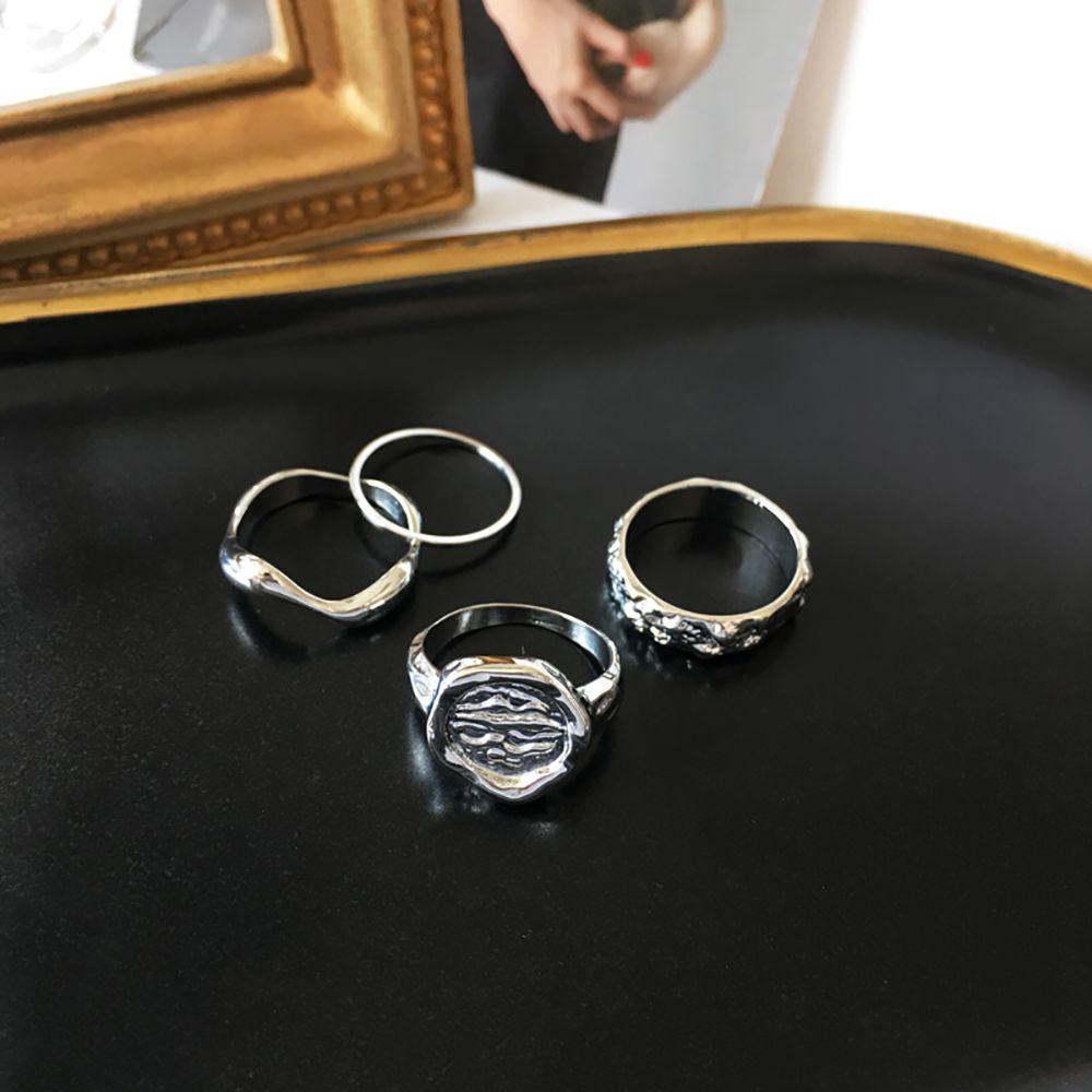 Bộ Nhẫn Đeo Khớp Ngón Tay Bằng Hợp Kim Hình Học Phong Cách Hip Hop Cá Tính Dành Cho Nữ