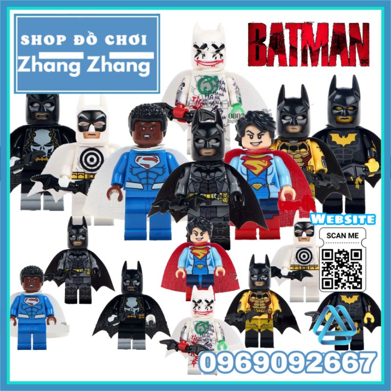 Đồ chơi Xếp hình Batman gồm SuperWoman - Val-Zod - Punisher - Bullseye - Joker Minifigures WM6006