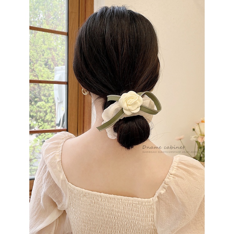 Dây Buộc Tóc Đính Hoa Trà Xinh Xắn Cho Nữ