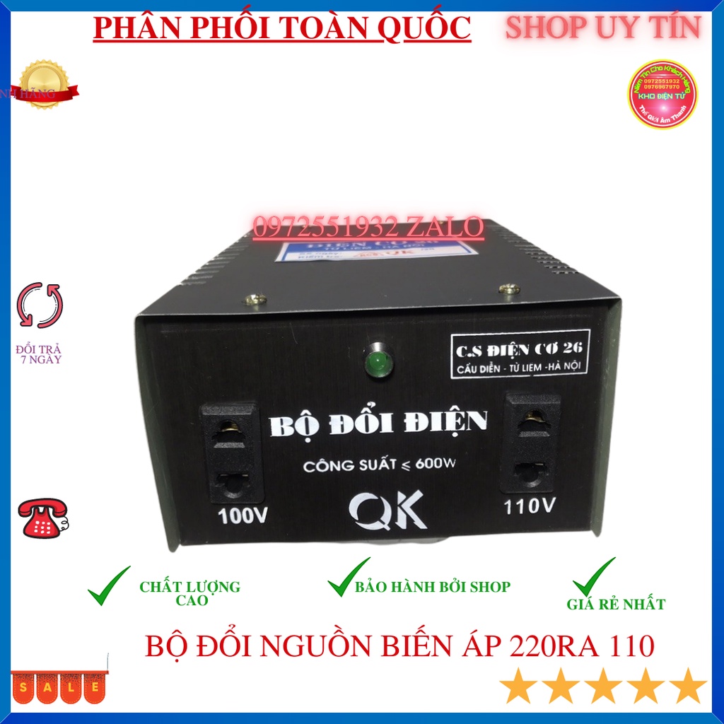 Bộ đổi nguồn 220v sáng 110 cho các thiết bị điện tử điện cơ công suất nhỏ hơn 600w