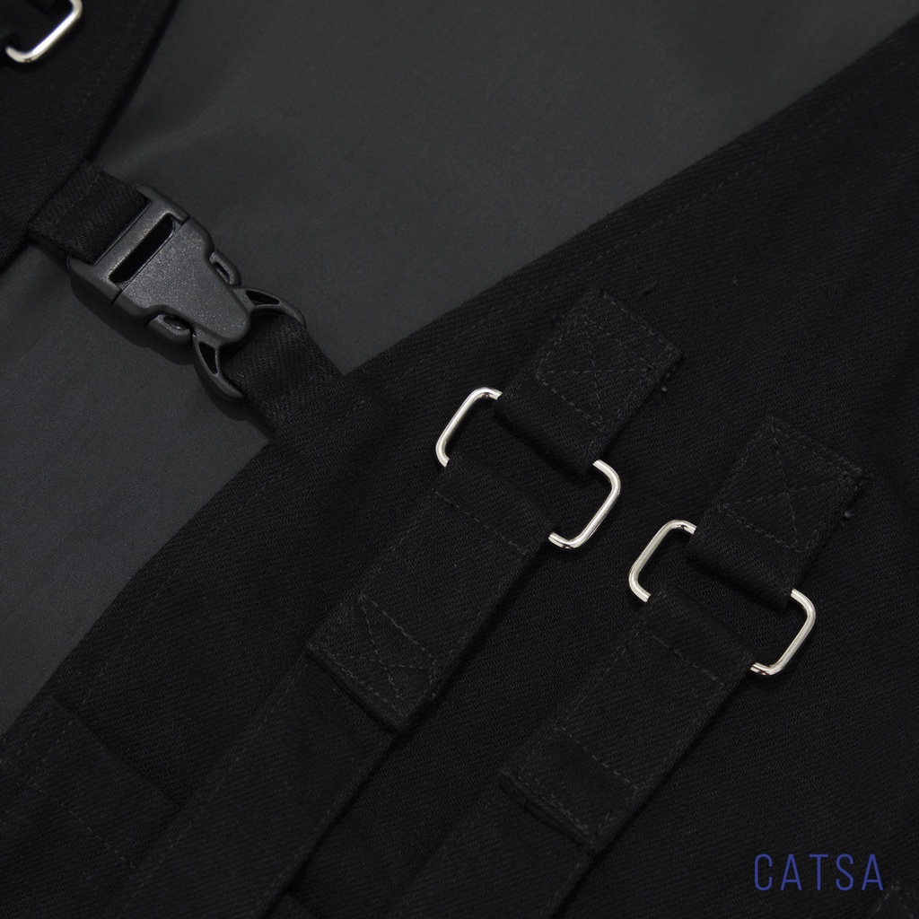 Áo khoác ghile đen CATSA chất liệu vải kaki, độ bền cao, mặc phong cách và thoải mái AKJ039