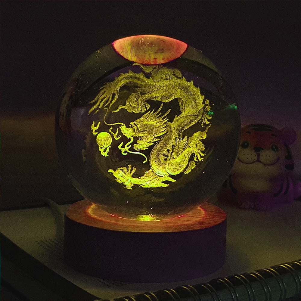 Quả cầu pha lê 3D có đèn led nhiều màu,có công tắc, làm quà tặng, đèn ngủ, decor bàn học, bàn làm việc đẹp lung linh