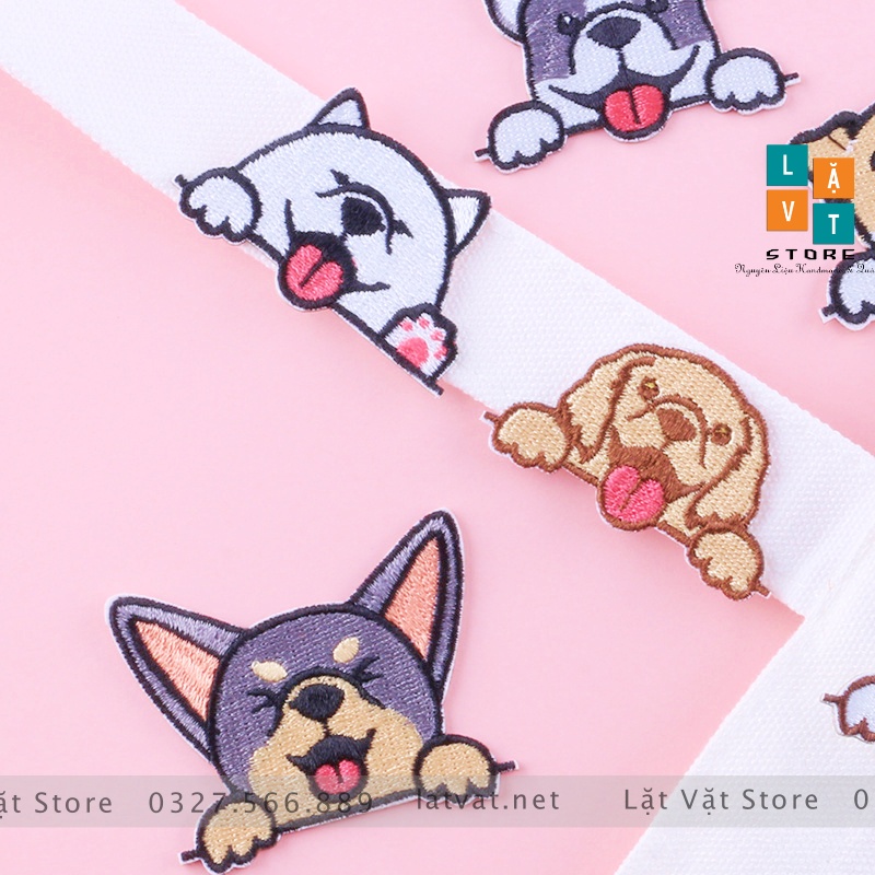 Patch ủi quần áo 9 Cún Say Hi cực kì dễ thương, dán Vali, tủ lạnh, Sticker miếng dán quần áo...