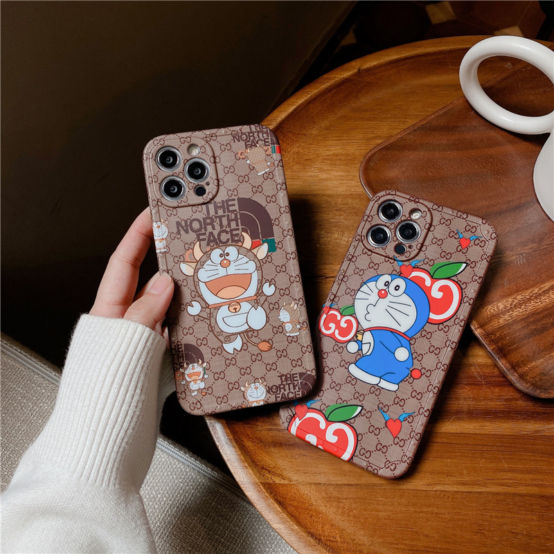 Luxury Brand versus Cartoon Doraemon  Full Screen Pattern Earthquake Resistance And Drop Resistance  TPU Phone Case iPhone 11 Pro Max X XS Max XR Cover iPhone 12 Pro Max 12 Mini Full Casing Shell iPhone SE 2020