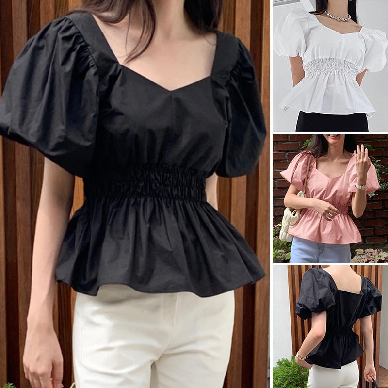 Zanzea Áo Kiểu Tay Phồng Xếp Ly Thời Trang Hàn Quốc Dành Cho Nữ